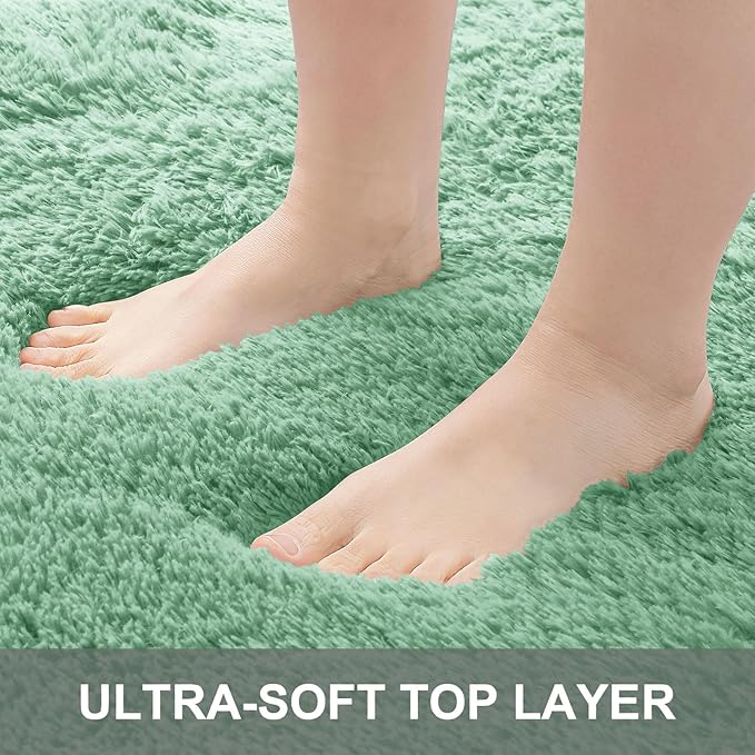 OLANLY 2x6 Machine Washable Runner Rugs for Hallway, Soft Fluffy Shaggy Bedside Rugs for Bedroom, Living Room, Indoor Floor Carpet for Kids Girls Boys, Nursery Rooms, Home Decor Aesthetic, Mint Green