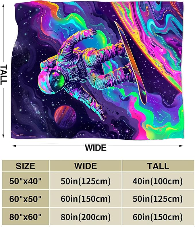 Astronaut Blanket Spaceman Throw Blanket Astronaut Gifts and Decor Fantasy Astronaut Blanket for Boys Girls Women Men Kids Adults Soft Warm Cozy Fleece Blanket for Couch Sofa Bed 60"x50"
