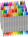 ARTISTRO 60 Acrylic Paint Markers - Paint Pens Dual Tip Brush + Fine Ideal for Calligraphy - Perfect for Fabric, Rock, Glass, Wood, DIY - Art Supplies, Stocking Stuffers, Christmas Gift Idea