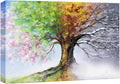 SIGNWIN Canvas Wall Art Four Seasons Fantasy Tree with Colorful Leaves Nature Illustrations Modern Chic Multicolor for Living Room, Bedroom, Office - 16"x24"