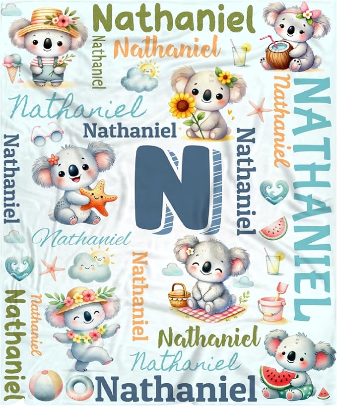 Personalized Custom Koala Preschool Blanket Gifts for Baby Toddler Kids Boys Girls - Customized Koala Super Soft Lightweight Flannel Sheets Decor for Crib Nap Couch - 30"x40" for Baby/Pets
