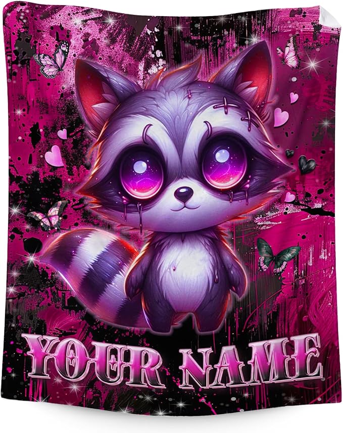 Girls Blanket for Raccoon - 50" x 60" Custom Raccoon Gifts for Teens, Women - Soft Flannel Gothic Throws Blankets for Bed, Living Room