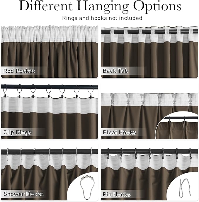 StangH Brown Velvet Curtains - Room Darkening Thermal Insulated Drapes for Bedroom, Living Room, Home Theater - Privacy Protect Decorative Window Treatment, 2 Panels Set, 52 x 96 Inches