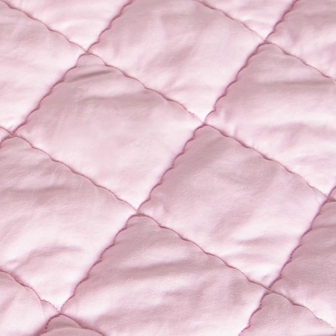 FLXXIE Machine Washable Microfiber Down Alternative Oversized Toddler Comforter, Super Soft and Lightweight Kids Crib Quilted Blanket for Stroller, Travel, 43x60 Inches, Pink