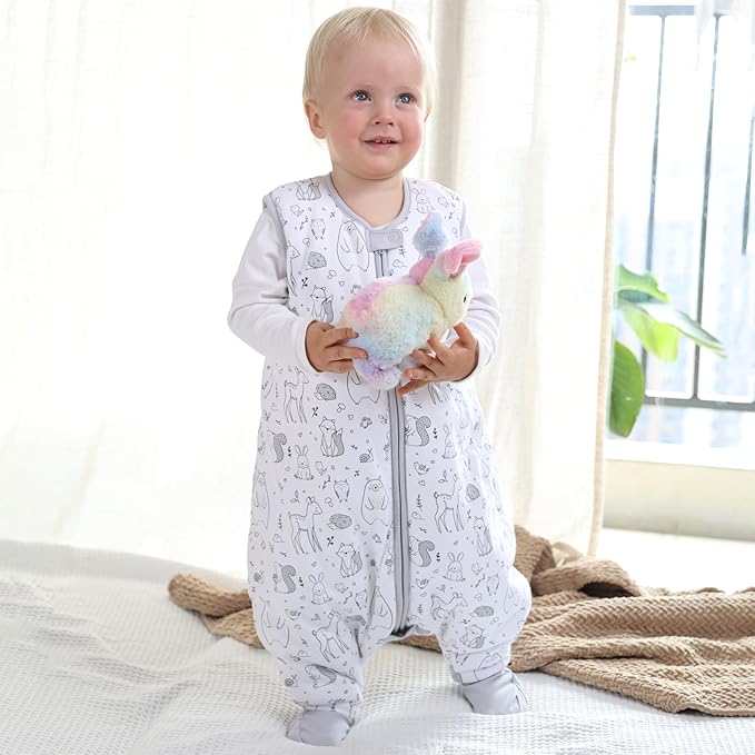 Mama Cheetah Toddler Sleep Sack with Feet 2T, 2.5 TOG Organic Cotton Baby Sleeping Bag with Legs, Winter Baby Wearable Blankets for Early Walker M