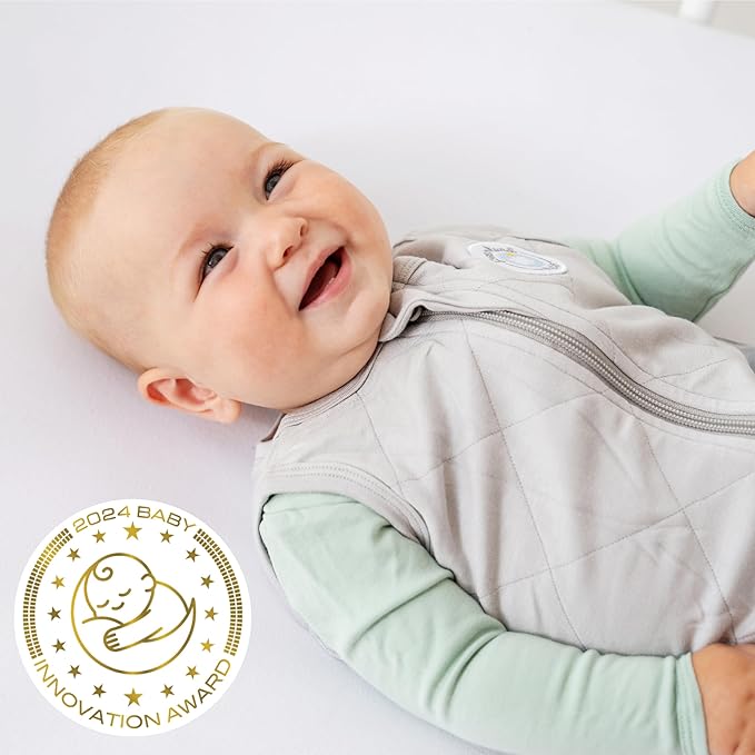 Dreamland Baby Lightweight Viscose Sleep Sack (24-36 months). 1.0 TOG Ultra Soft Blanket w/ 2-Way Zipper. 95% Viscose, 5% Spandex (White with Grey Stars). Mom-Owned US Business, Premium Materials