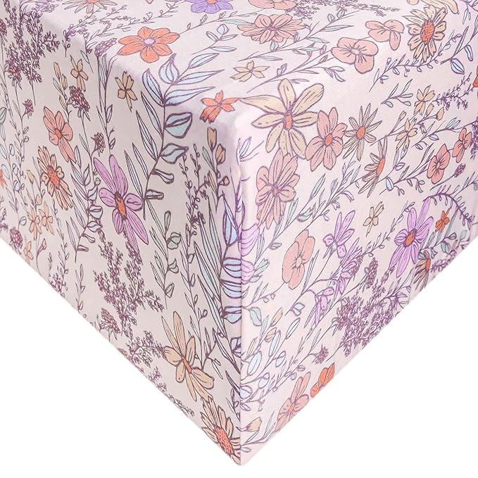 Premium Fitted Knit Crib Sheet/Toddler Sheet Flora by Copper Pearl