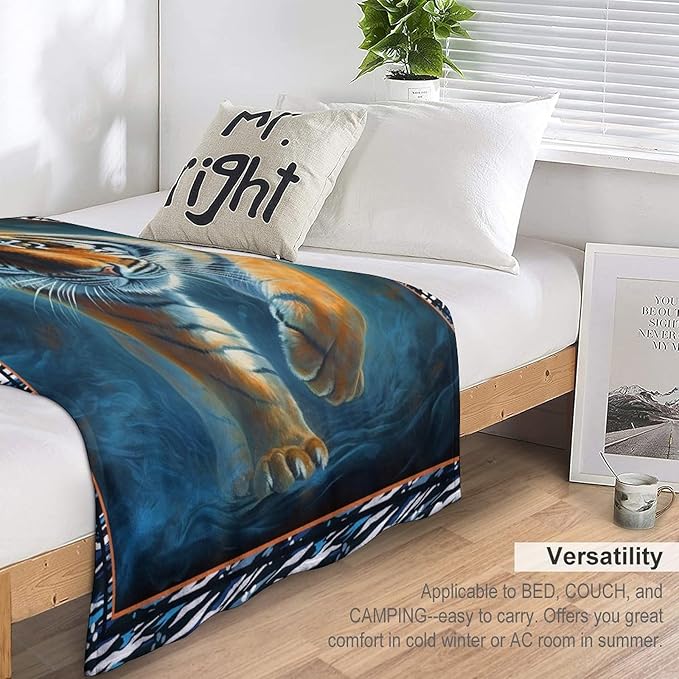 Tiger Blanket Tiger Throw Blankets for Couch Sofa Decor Soft Cozy Fleece Flannel Gifts for Men Women Adults Lover 50"x60"