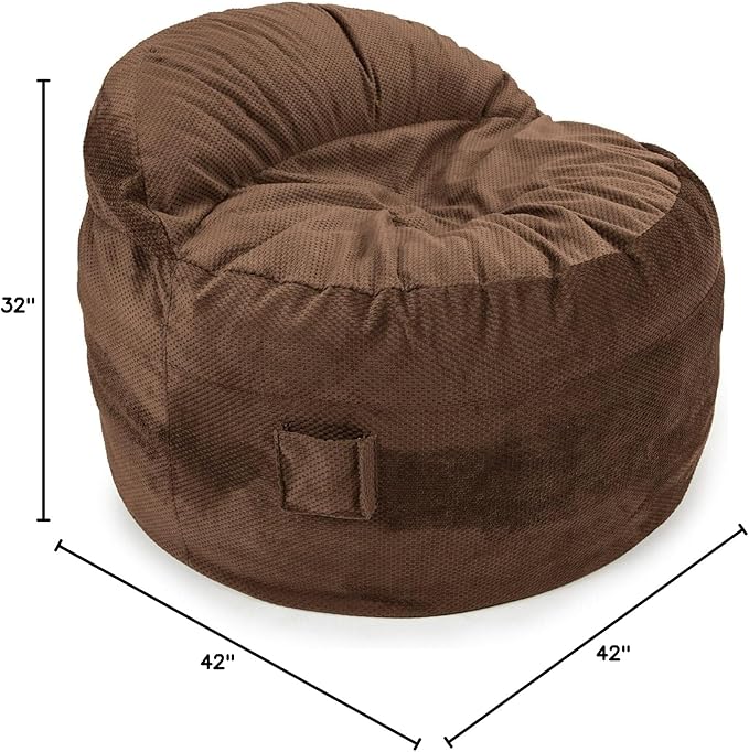 CordaRoy's NEST Gaming Bean Bag Chair-Convertible Bean Bag Chair -Washable Chenille Cover with Pockets for Remote, Controllers-for Living Room,Basement-Full Size-Espresso|Made in The USA
