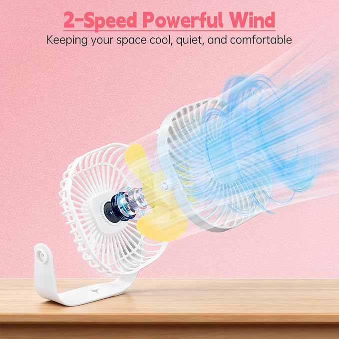 Fan Compatible with Slumberpod Blackout Sleep Tent, USB Small Desk Fan, 2 Speed 360°Rotate, Portable and Lightweight Compatible with Blackout Tent Mesh Pocket, Smooth Air Circulation for Sleeping