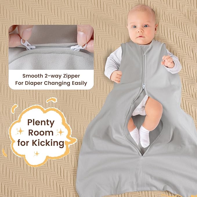 PHF Soft Baby Sleep Sack 12-18 Months 100% Organic Cotton Wearable Blanket, 2-Way Zipper 0.5 TOG Toddler Sleeping Sack 3 Pack, Comfy Sleep Bag for Baby Boys Girls, Navy Space (Large)
