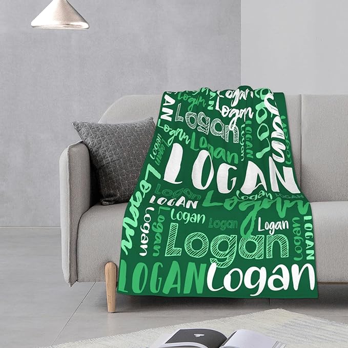 Dr.TOUGH Personalized Blankets with Name Customized Baby Blankets for Girls Boys Adults Monogrammed Blankets and Throws Christmas Birthday Mothers Fathers Valentines Day Gift (Green,50''×60'')