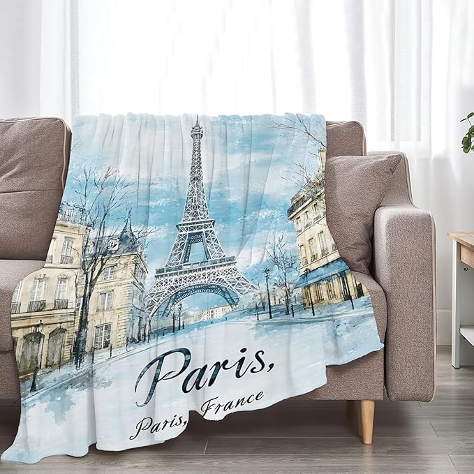 Tijuboni Paris Eiffel Tower Throw Blanket Paris Gifts for Girls Women Boys Men Adults Kids Soft Flannel Fleece Blanket for Couch Sofa Bed Home Decor 50"x60"