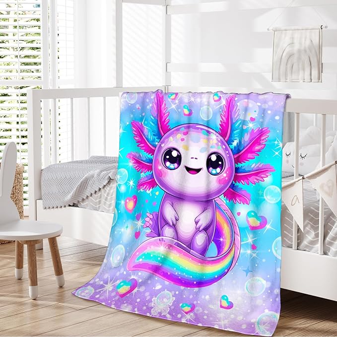 Blanket for Girls 4-6, Throw Gift for Toddler Kids Teens 40x50 Inches Soft Cozy Rainbow Animal Throw Blankets for Sofa Couch Bed Travel