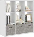 White 9 Cube Storage Organizer with Thickness Wooden Board, Wooden Nice Cube Storage Organizer, 9 White Cubbies Shelf for Bedroom, Living Room, Playroom, 14.6" × 43.8" × 43.8"
