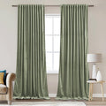StangH Extra Wide Sage Green Velvet Curtains Soft Room Darkening Thermal Insulated Dividers for Living Room Back Tab Heavy Drapes for Bedroom, W62 x L96, 2 Panels