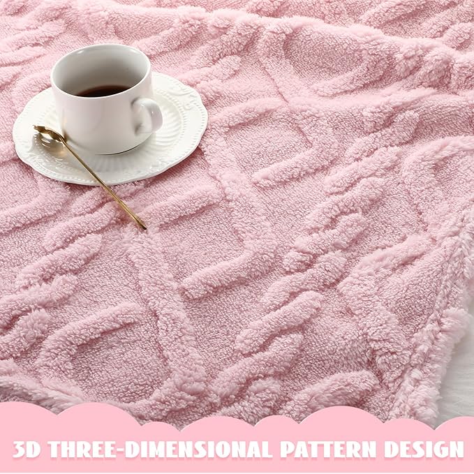 VitalCozy 4 Pcs Soft Fleece Baby Blankets Set 30" x 40" 3D Plush Warm Nursery Swaddling Bed Blanket Little Boys Girls Infant Toddlers and Newborn Receiving Gifts Blankets(Pink Set)