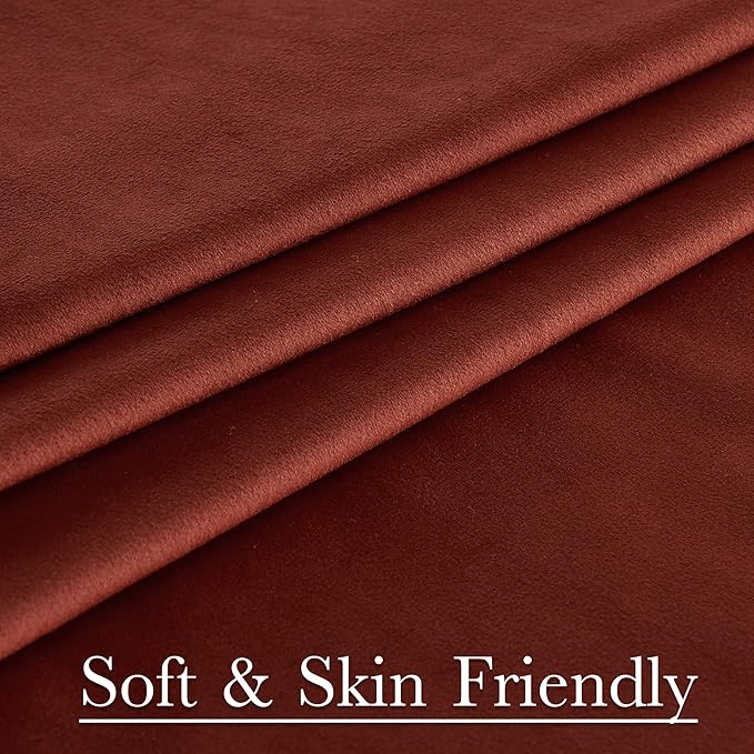 StangH Red Velvet Curtains 108 inches for Living Room, Rust Extra Long Back Tab Home Theater Drapes Room Darkening for Sliding Door/Bedroom, W52 x L108, 2 Panels