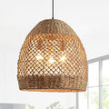 19.7" Rattan Light Large Pendant Light Fixture,Boho Coastal Ceiling Hanging Woven Wicker Chandelier of Farmhouse Living Room Kitchen Island Dining Room, Hallway