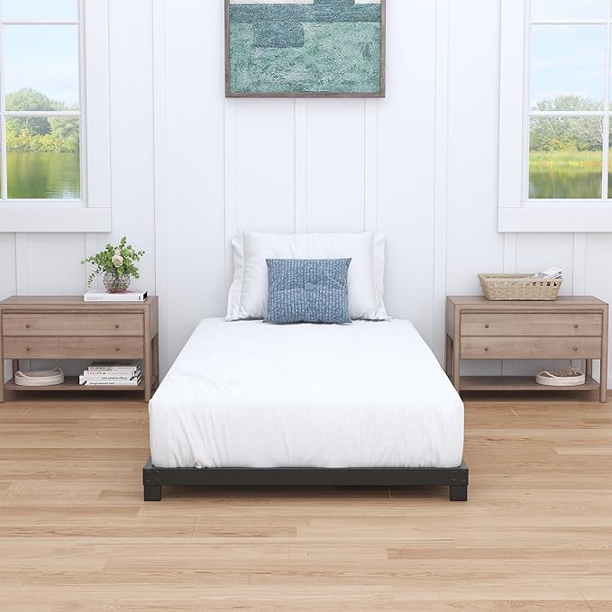 3 Inch Twin XL Bed Frames Low Profile, XL Twin Bed Frame No Box Spring Needed, Heavy Duty Metal, Easy Assembly, Black