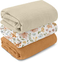 GLLQUEN BABY Muslin Swaddle Blankets,3-Pack Receiving Blanket for Newborn Boys and Girls,Baby Swaddle Blanket Unisex,Pastoral Whispers,Baby Essentials, Registry & Gift, 40 x 38 inches