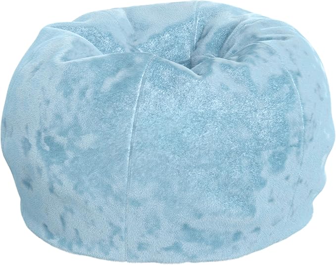 EMMA + OLIVER Daisy Small Teal Furry Bean Bag Chair for Kids and Teens