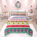 Feelyou Merry Christmas Comforter Set King Size Santa Claus Bedding Set for Kids Boys Girls Xmas Tree Snowflake Duvet Quilt Striped Bedroom Decor Microfiber 3 Pcs with 2 Pillow Cases