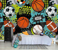 AFZEVEB-Colorful Graffiti Wallpaper Hand-Painted Ball Wall murals for Kids Room 159"x107"(Not Peel and Stick)