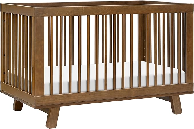 babyletto Hudson 3-in-1 Baby Crib Convertible to Toddler Bed & Daybed - GREENGUARD Gold Certified - 4 Adjustable Heights - Made of 100% Solid Wood - Includes Toddler Conversion Kit - Natural Walnut