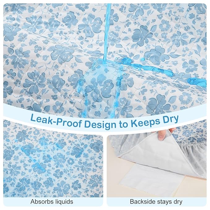 FIOBEE Changing Pad Cover Waterproof 2 Pack Quilted Diaper Change Table Sheets Breathable & Ultra Soft for Newborn Baby Boys Girls Fitted Changer Pads 32"x 16", Light Blue