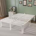 14 Inch Queen Bed Frame with Metal Gaskets, White Bed Frame Queen Size No Box Spring Needed, Heavy Duty Steel Platform Support, Round Corner Design, Noise Free, Storage Space, Easy Assembly