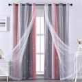 XiDi Pink and Grey Star Blackout Curtains for Girls Bedroom 63 Inch Length 2 Panels, Room Darkening Thermal Insulated Grommet Window Drapes for Kids Nursery Room Home Decro Ombre Pink Grey 34W x 63L