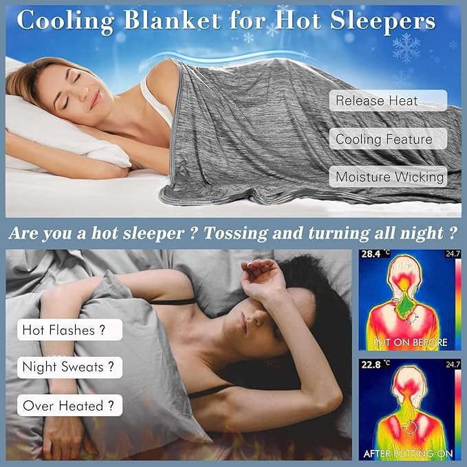 Cooling Blanket for Hot Sleepers Night Sweats Queen Size Cool Summer Blanket 79 X 86in Japanese Q-Max>0.5 Arc-Chill Cooling Fiber Keep Adults/Children Cool All Night Soft Breathable All-Season-Black