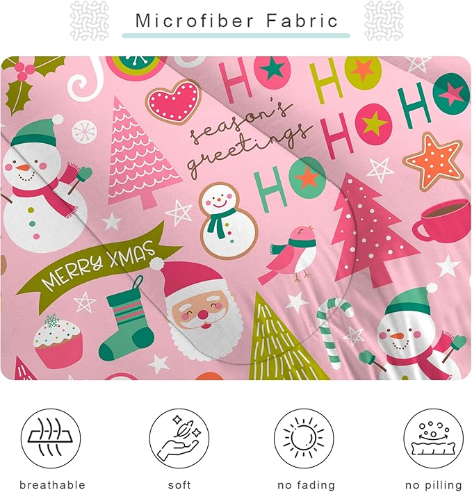Comforter Set Pink Christmas: King Size Merry Xmas Snowman Bedding Sets Cute Santa Claus Green Christmas Tree Pine Elk Quilts New Year Decor Bed Set 1 Comforter & 2 Pillowcases