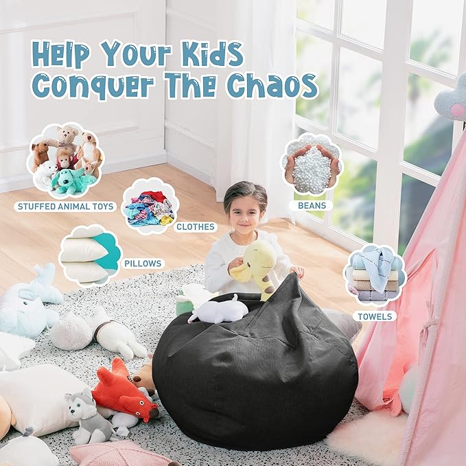 Nobildonna Bean Bag Chair Cover (No Filler) for Kids and Adults,Beanbag Stuffed Animal Storage Without Filling Plush Toys Holder and Organizer Soft Premium Corduroy 200L