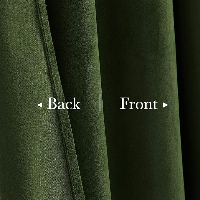 StangH Moss Green Curtains 100 inches Long Back Tab Thermal Insulated Room Darkening Drapes for Sliding Door Living Room Christmas Decoration for Bedroom, W52 x L100, 2 Panels
