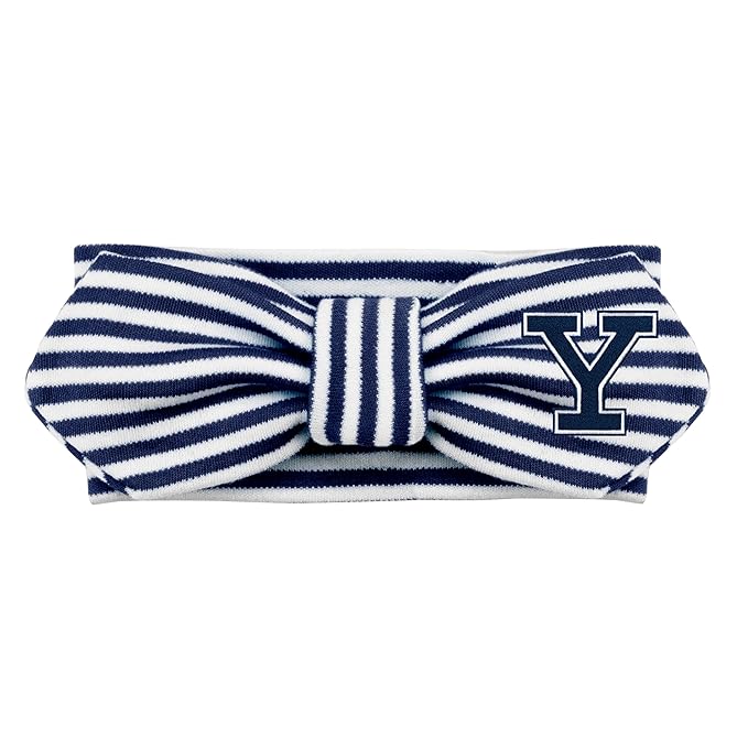 Creative Knitwear Yale Bulldogs Infant Girls Navy/White Striped Hair Knot Headband Embroidered Logo - Size Newborn - 4T