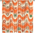 70s Boho Retro Curtains for Bedroom,Groovy Vintage Floral Rainbow Window Treatments Drapes for Kids Girls Window 63"" W X 63"" L, Style-6