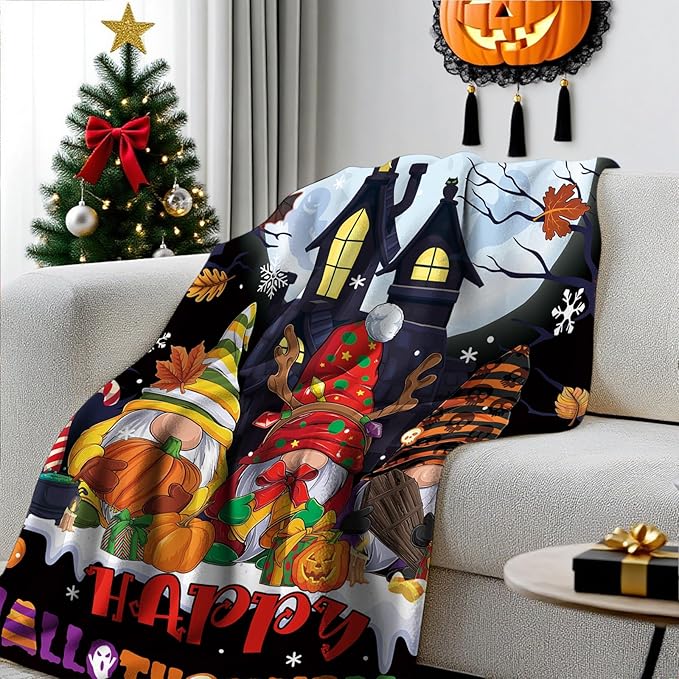 Christmas Blanket, Christmas Throw Blanket for Sofa Couch Room Bed, Xmas Gifts for Women Men Daughter Son Kids, Gifts for Thanksgiving, Pumpkin Gift, 60"x80"
