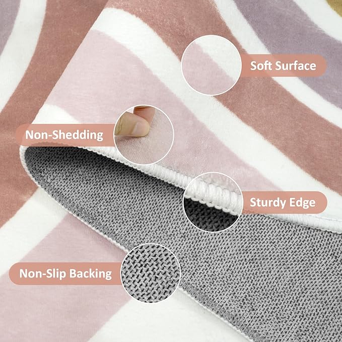 STARUIA Washable Rainbow Rug for Girls Bedroom, Boho Classroom Rug Small 3x5 Area Rugs for Kids Room, Soft Kids Carpet Non-Slip Nursery Rugs for Playroom Tent Baby Dorm