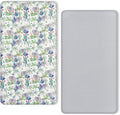 TILLYOU Muslin Crib Sheets for Boys and Girls 2 Pack, Neutral Soft Cotton Baby Crib Mattress Protector, for 52x 28 Toddler Bed, Rainforest Elephant & Grey
