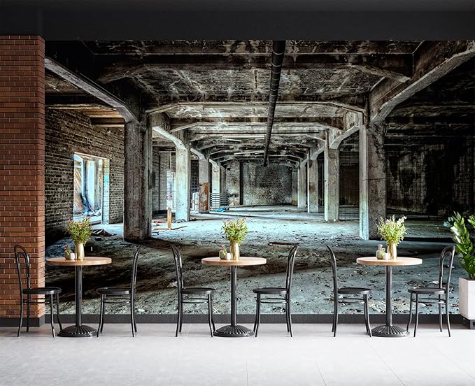 Abandoned Old Factory Buildings Wall Mural Wallpaper 178" x 117"