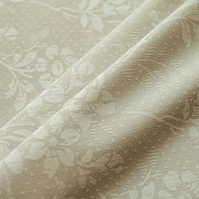 ENJOYBRIDAL Floral Curtains 84 Inches Long 2 Panels Light Camel Rustic Drapes Rod Pocket Bedroom Living Room Semi Sheer Window Curtain Panels Floor Length Farmhouse Boho Chic Cute Window Treatments