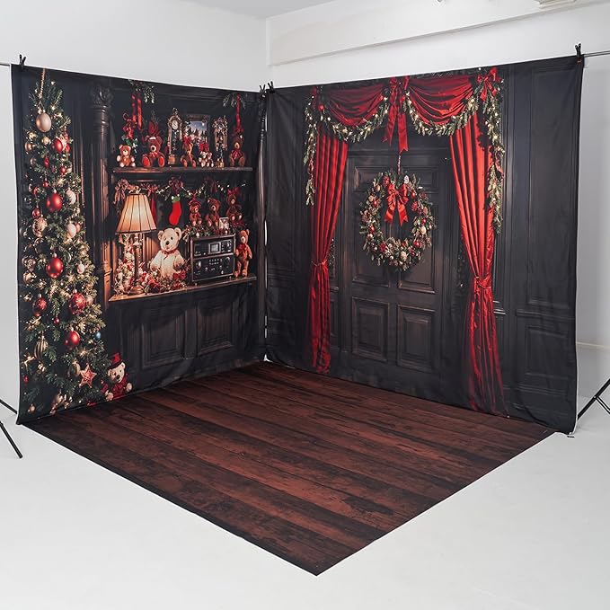 Kate Dark Brown Wood Flooring Backdrop Photography Floor Mats Rubber Wooden Wall Mat for Newborn Photography Props Professional Photographer 10x8ft(Included 2 Pcs 5x8ft)