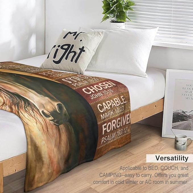 Horse Blanket Horse Gifts for Girls Women Men Horse Throw Blanket for Kids Adults Soft Warm Cozy Fleece Blanket for Couch Sofa Bed 60"x80"