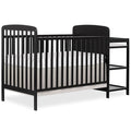 Dream On Me Anna 3-in-1 Convertible Full-Size Baby Crib & Changer with Storage in Black, GreenGuard Gold & JPMA, Pinewood, Converts to Day & Toddler Bed, 3 Mattress Heights, 1″ Changing Pad