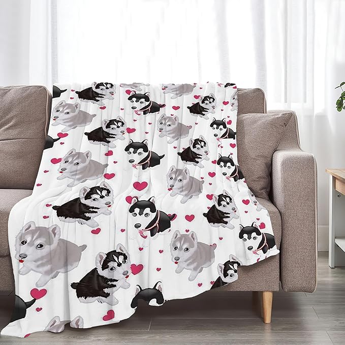 Alaskan Malamute Dog Blanket Cute Dog Throw Blanket Alaskan Dog Gifts and Decor Dog Blanket for Girls Women Kids Adults Soft Warm Cozy Fleece Blanket for Couch Sofa Bed 50"x40"