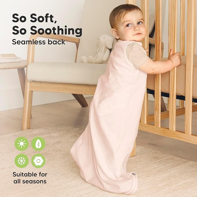 2-Pack Organic Baby Sleep Sacks, 100% Cotton - Soft & Breathable 0.5TOG Baby Wearable Blanket, Toddler Sleeping Sack 0-6 months, Easy to Wear Transitional Swaddles for Newborns, Infants(Mist Rose, S)