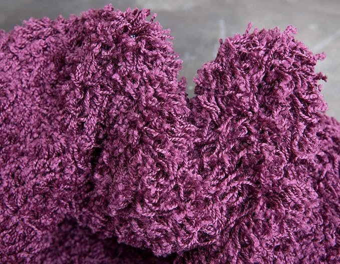 Unique Loom Solid Shag Collection Area Rug (5' 1" x 8' Rectangle Eggplant Purple)