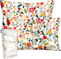 Silk Pillowcase 2 Pack - Pillow Cases 20" x 30" Queen Size Set of 2 for Hair and Skin Smooth Soft Breathable with Hidden Zipper Cooling Pillow Covers for Sleeping, Beige Floral